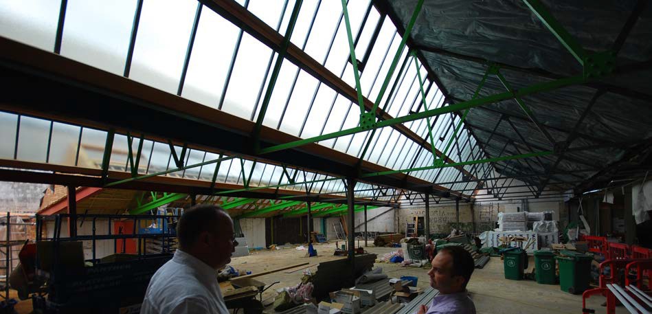 Store construction, steel and glass