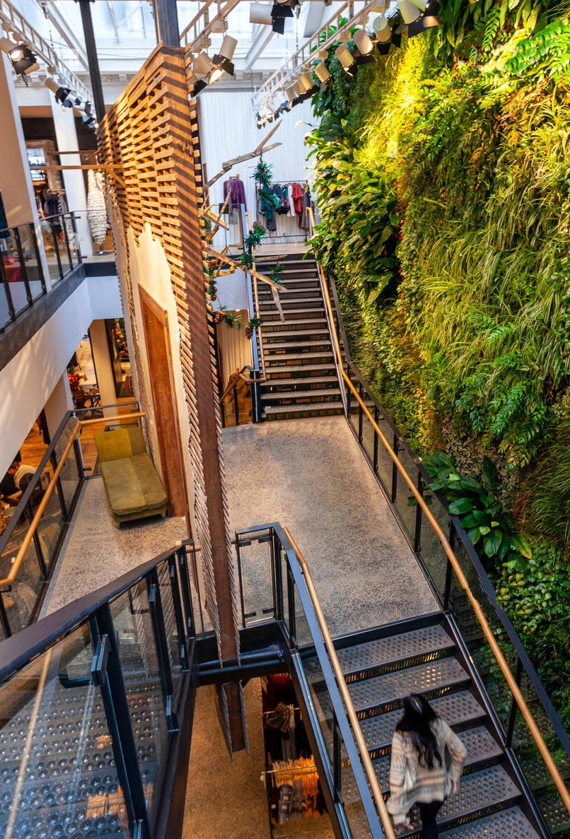 Anthropologie store interior with living wall
