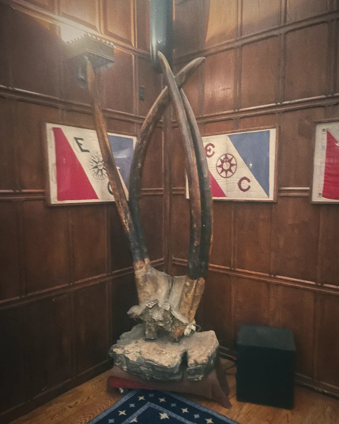 Expedition flags and tusks in The Explorers Club