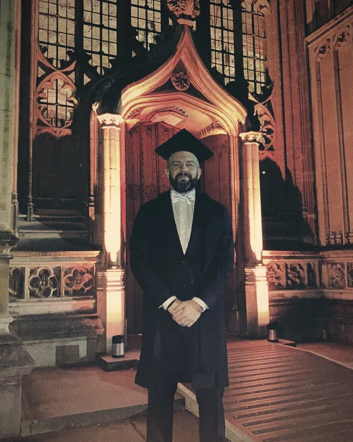 James at Oxford in academic dress