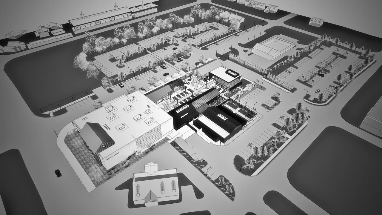 The site model for Devon Yard, seen from above
