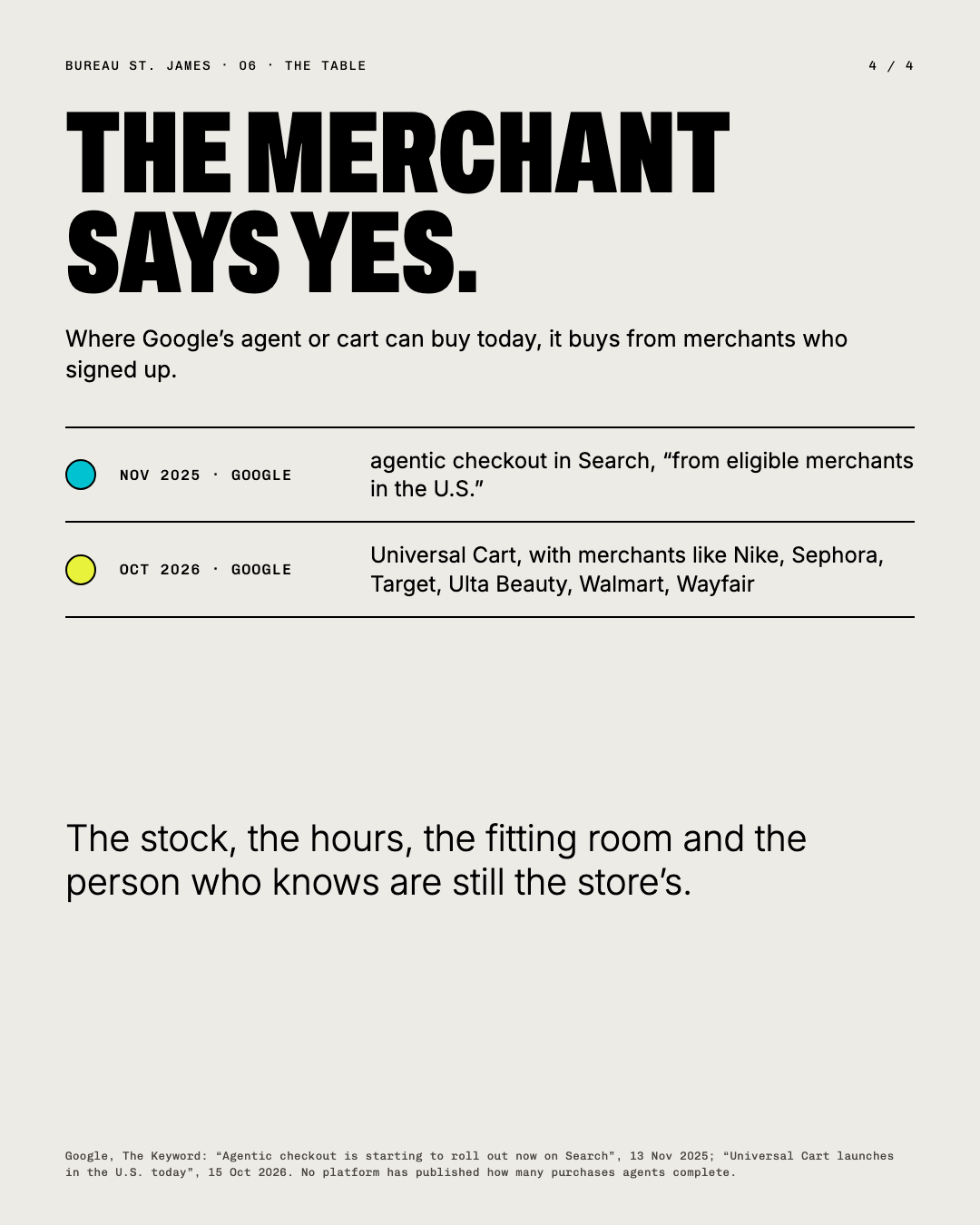 The merchant says yes: Google’s agent and cart buy only from merchants who signed up.